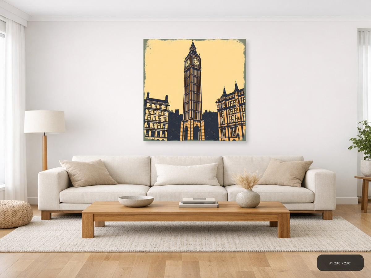 Big Ben Clock Tower Vintage London Wall Art — A1 / Living Room