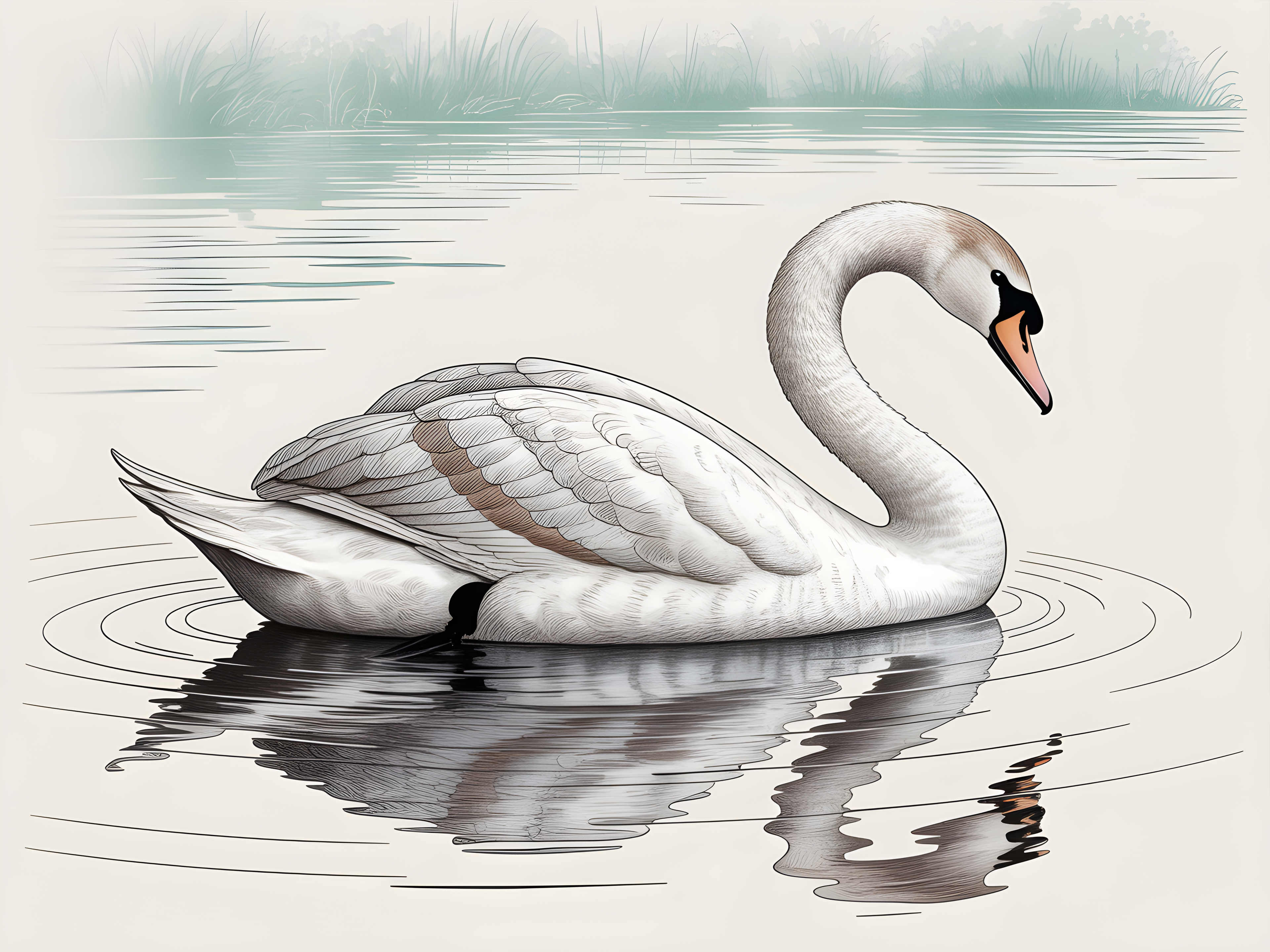 Elegant Swan Line Art Drawing - Minimalist Wall Art