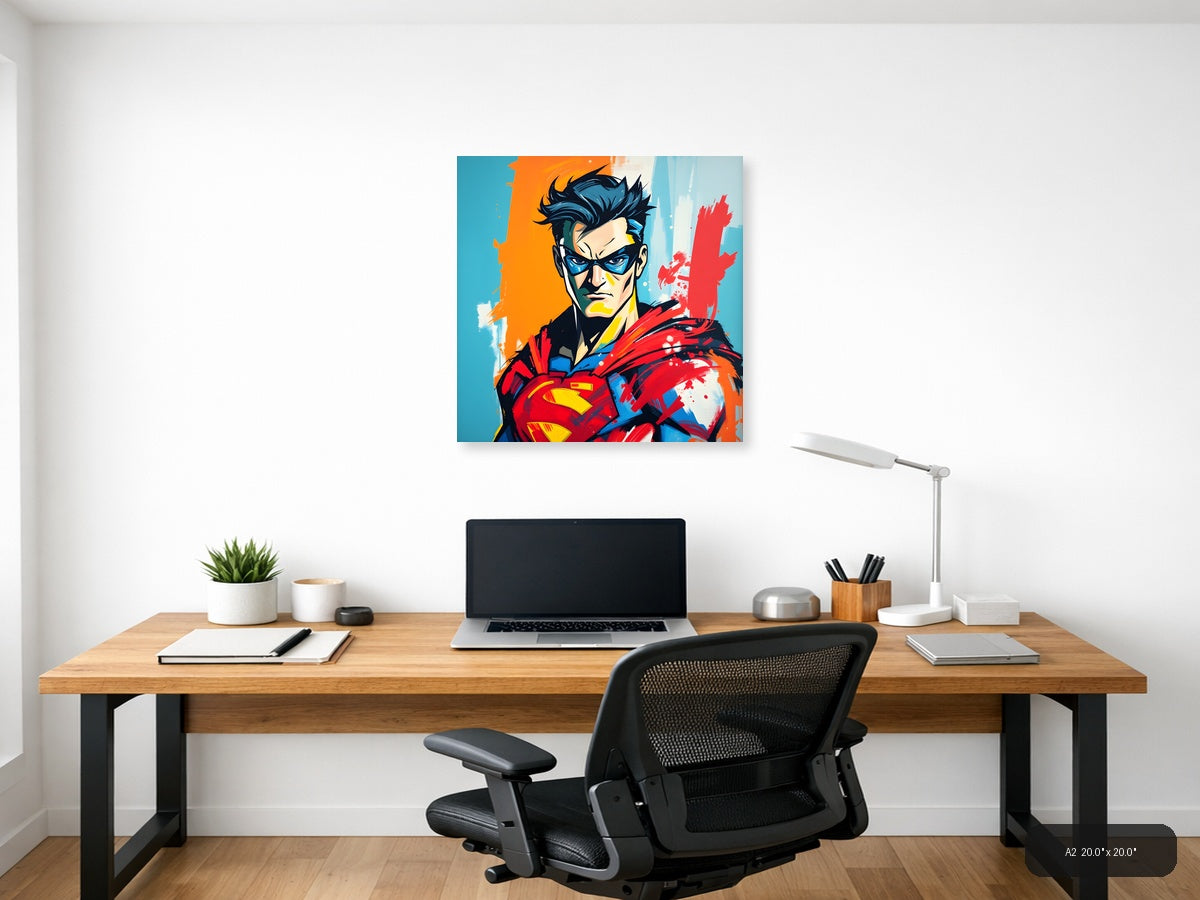 Abstract Superhero Portrait Pop Art Style Wall Art — A2 / Office
