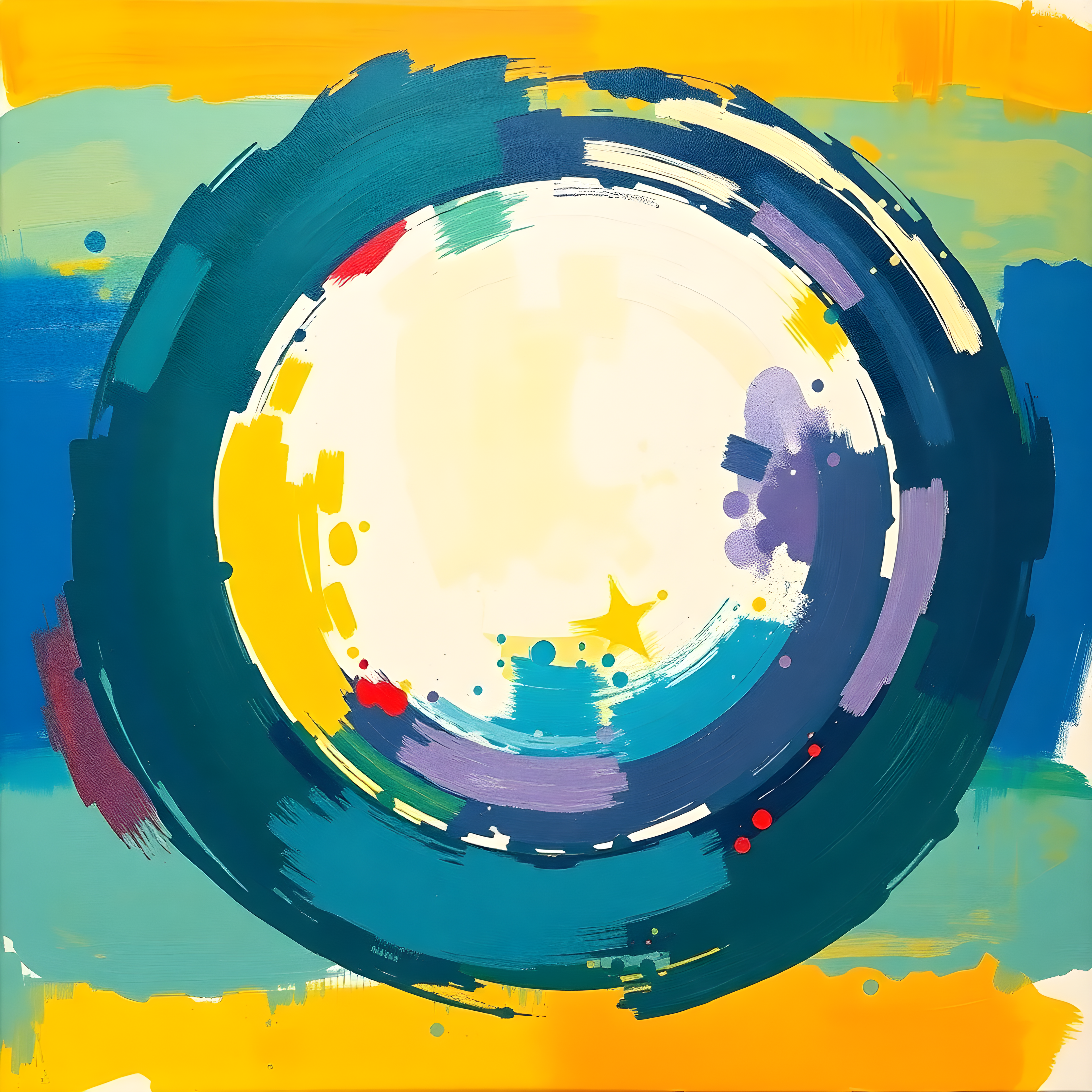 Colorful Abstract Circle with Star - Modern Wall Art