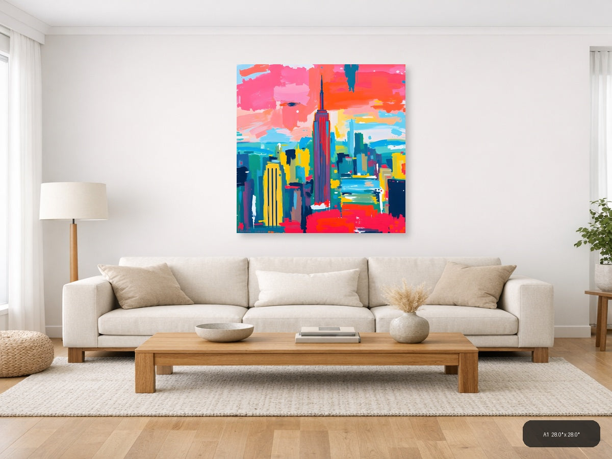 Vibrant Abstract New York City Skyline Wall Art — A1 / Living Room