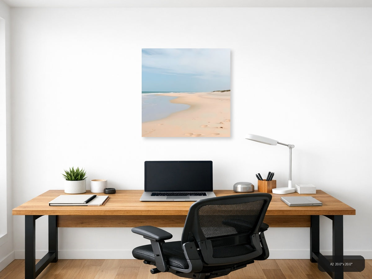 Minimalist Sandy Beach with Tidal Pool - Square Wall Art — A2 / Office
