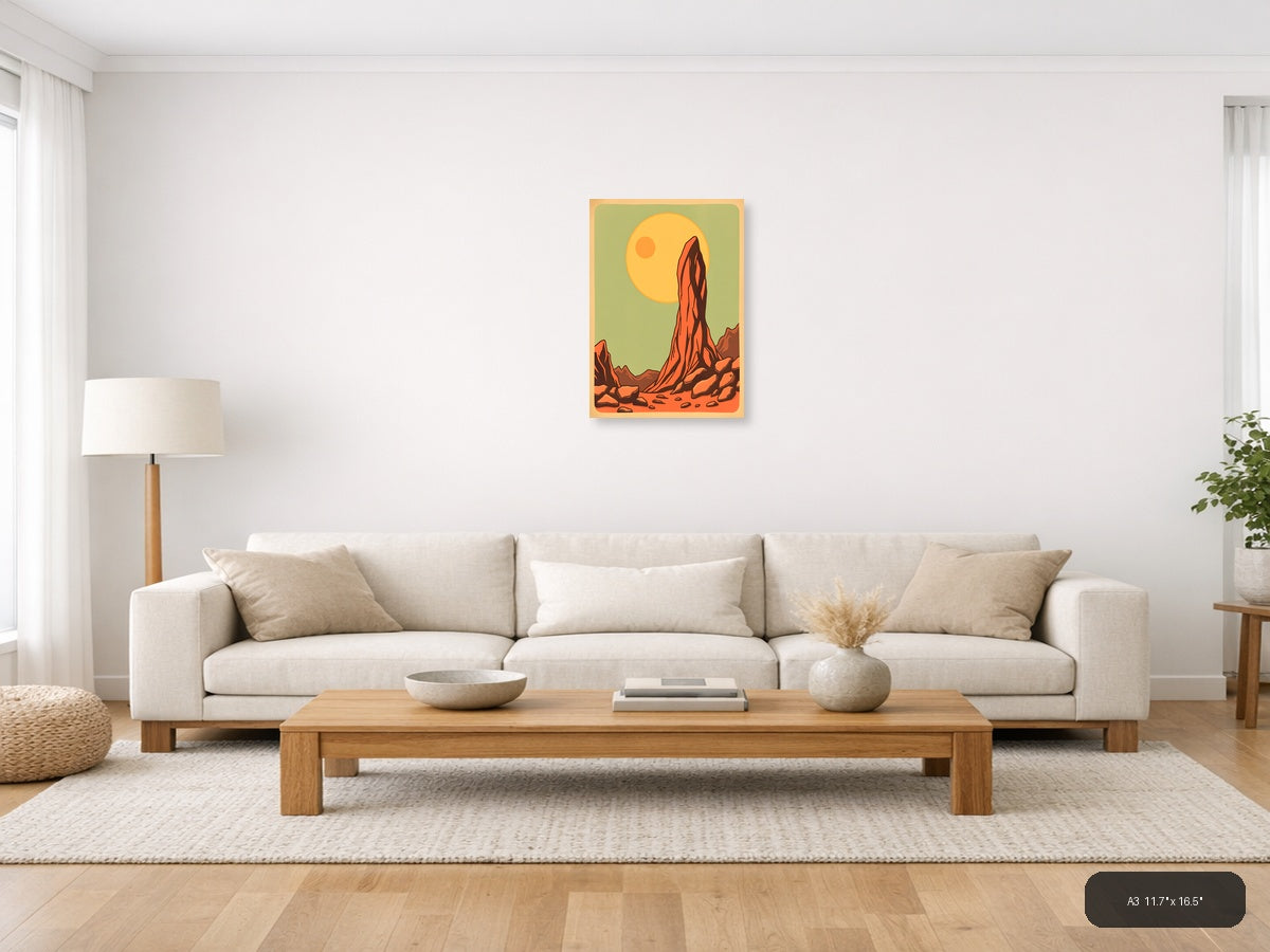 Desert Rock Formation Vintage Poster Wall Art — A3 / Living Room