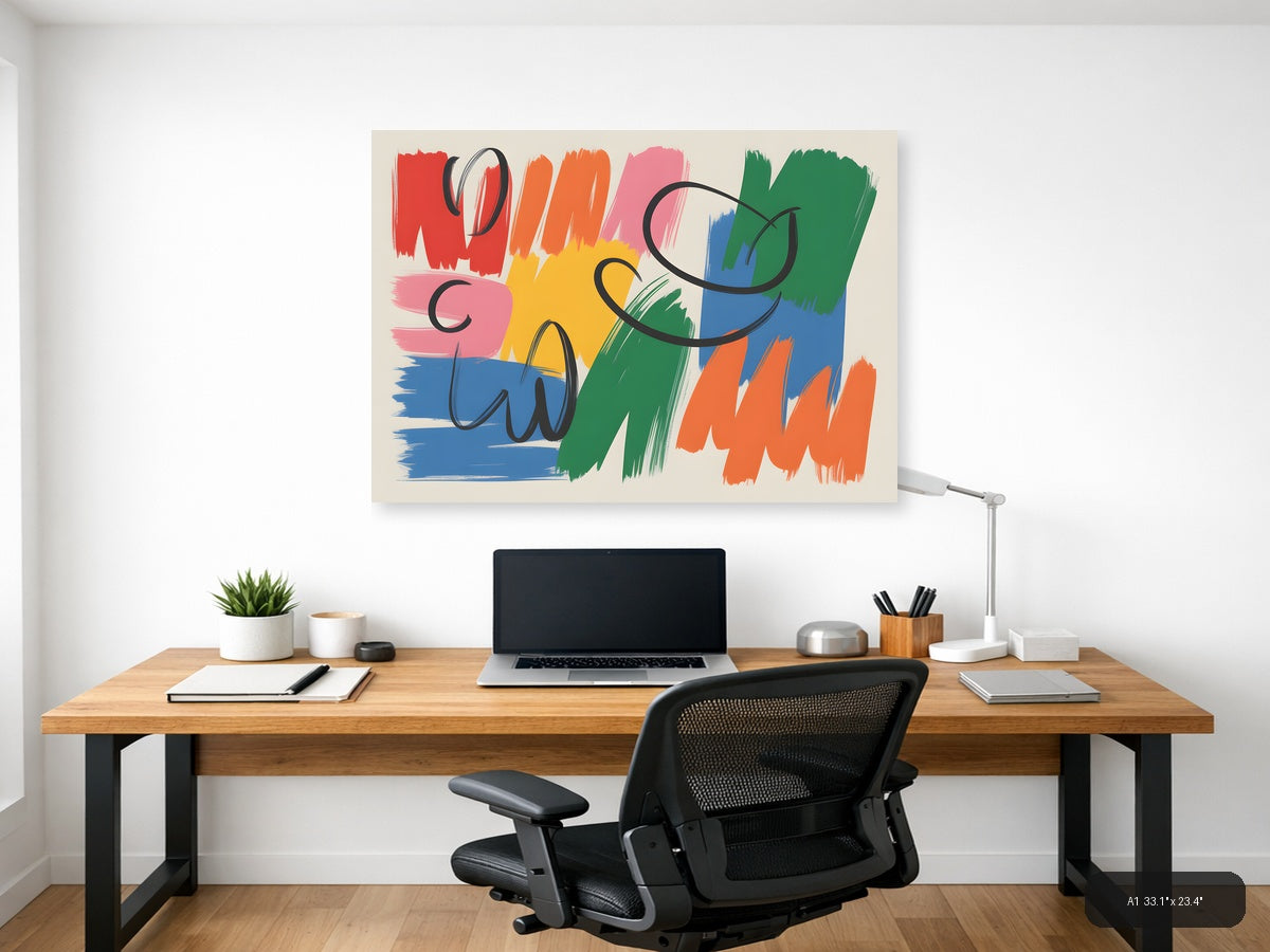 Colorful Abstract Brushstrokes Modern Wall Art — A1 / Office