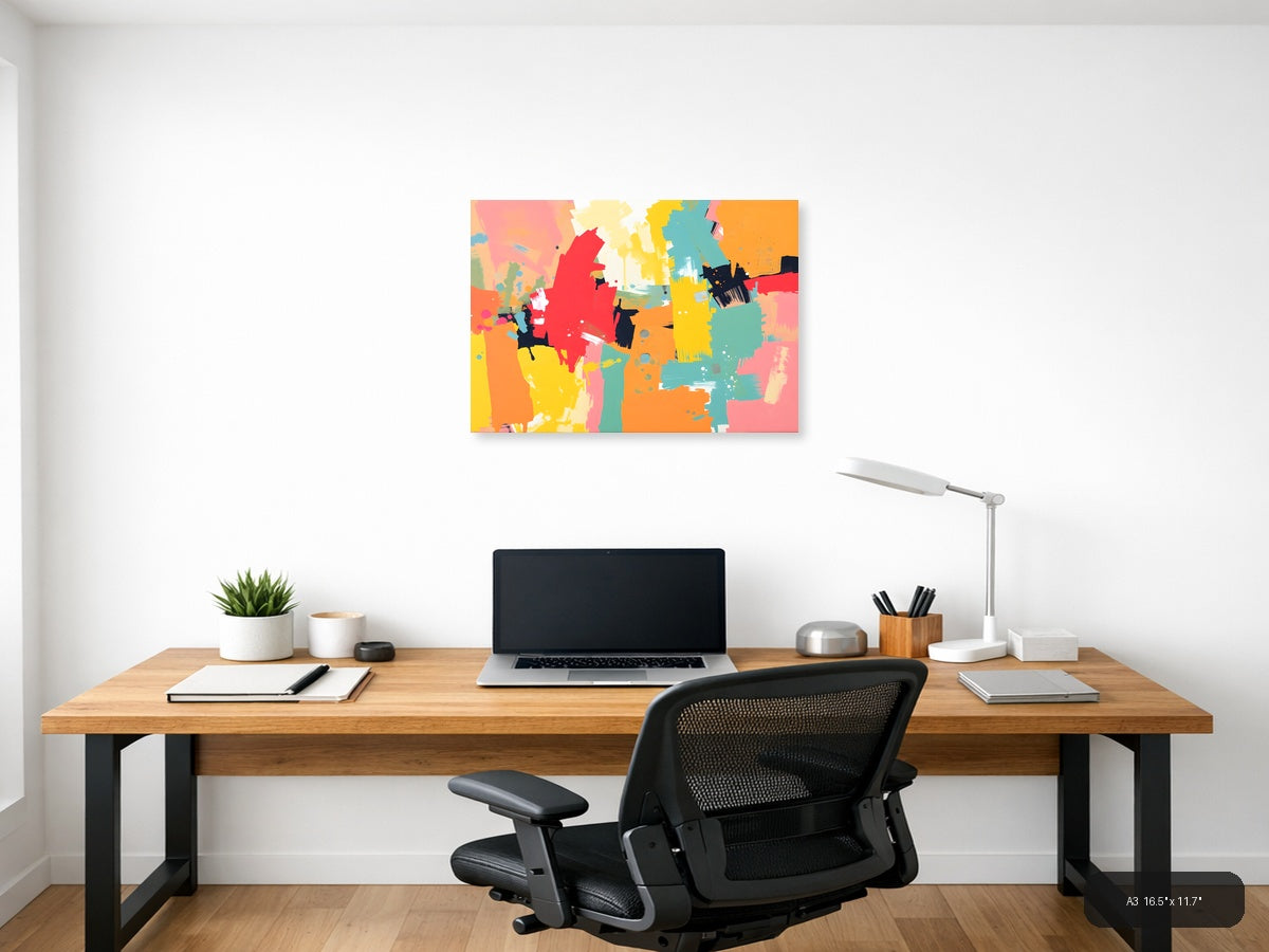 Vibrant Abstract Splatter Art | Colorful Wall Art — A3 / Office