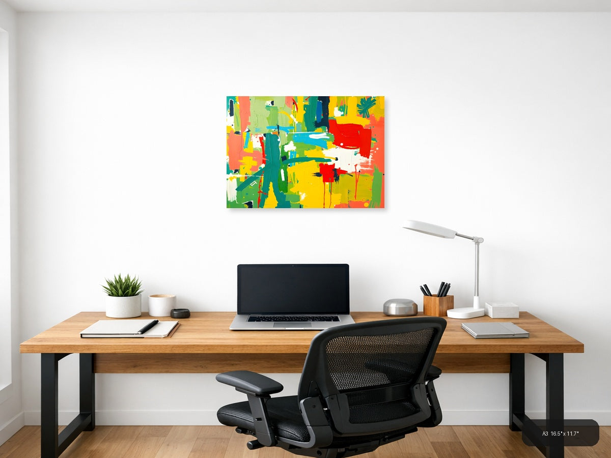 Vibrant Abstract Expressionist Canvas - Modern Wall Art — A3 / Office