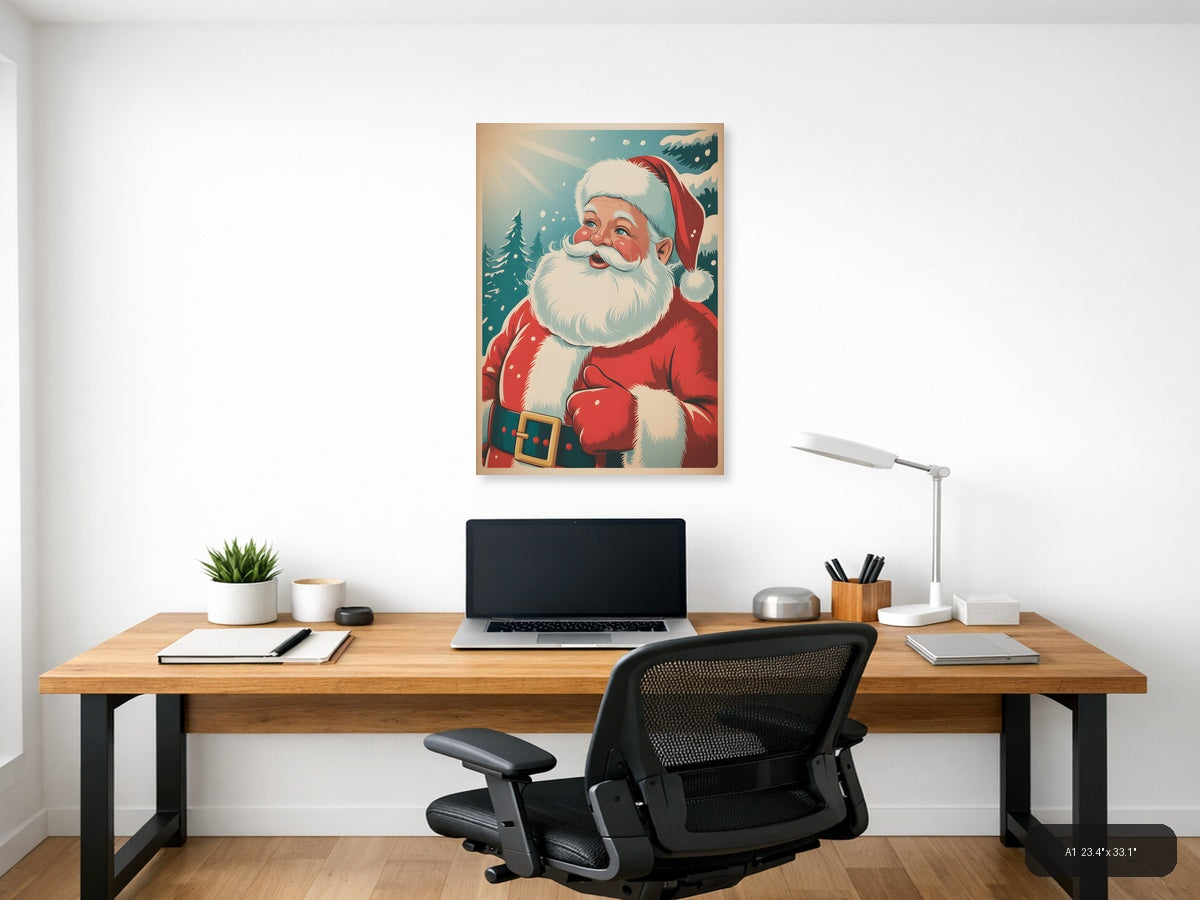 Vintage Santa Claus Portrait Christmas Wall Art — A1 / Office