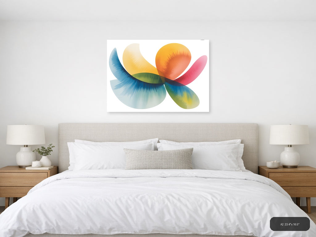 Colorful Watercolor Flower Petals Landscape Wall Art — A2 / Bedroom