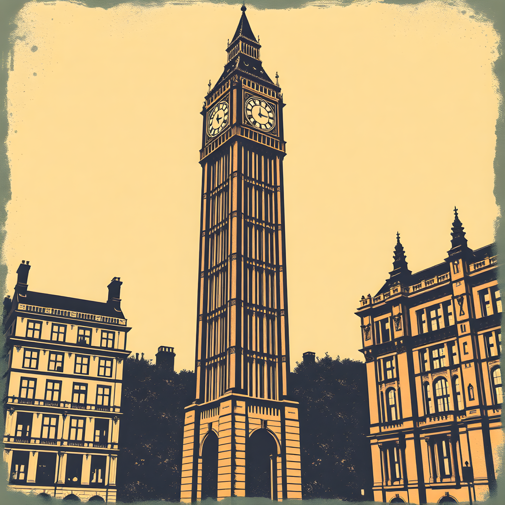 Big Ben Clock Tower Vintage London Wall Art