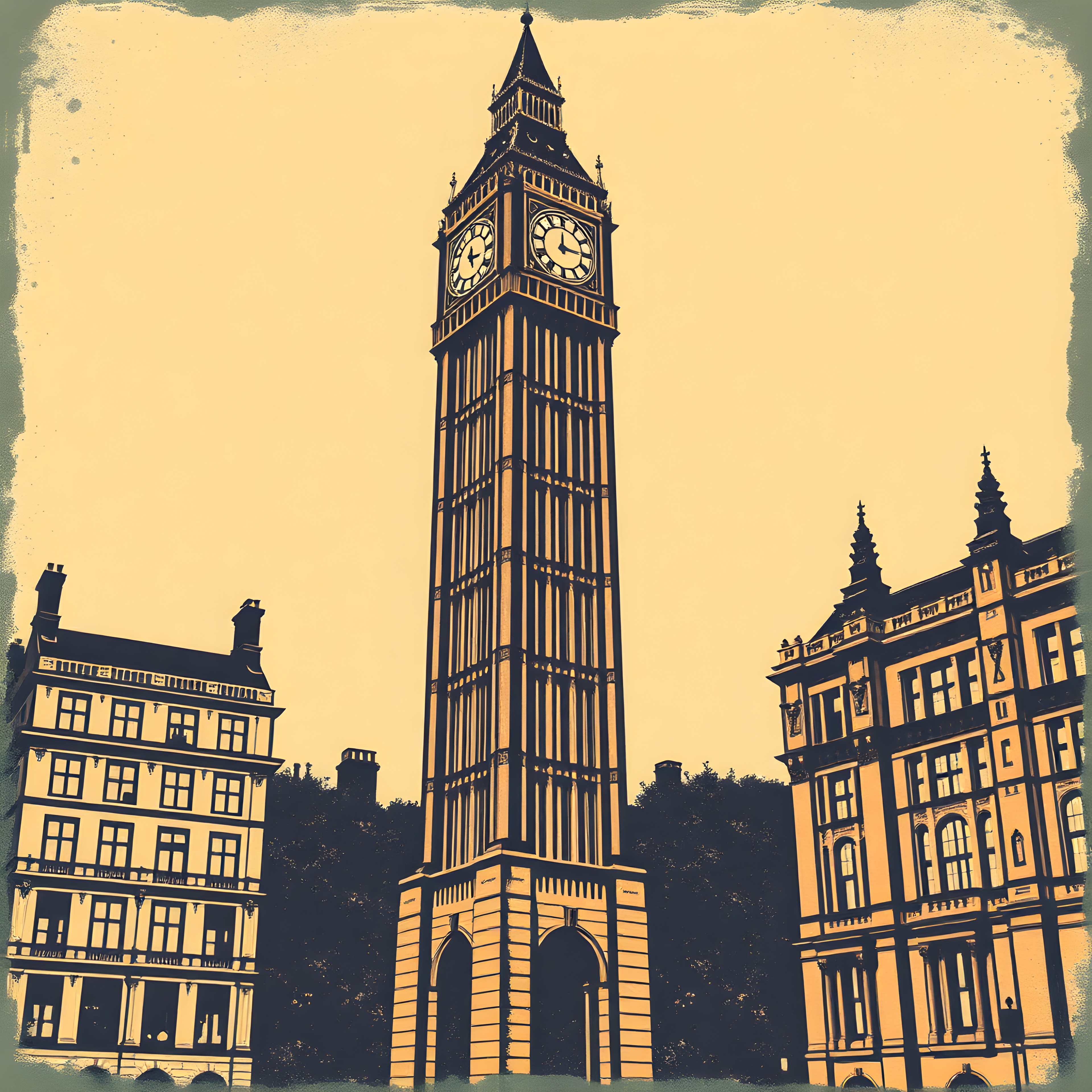 Big Ben Clock Tower Vintage London Wall Art