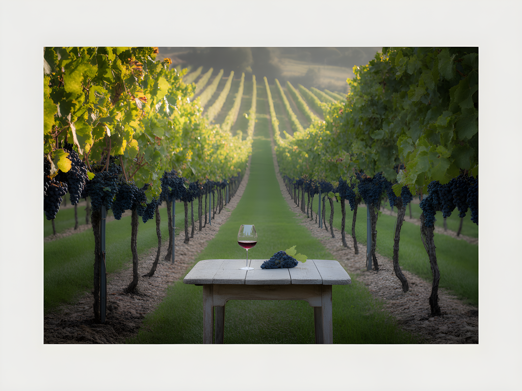 Vineyard Path Wine Glass Minimalist Landscape Wall Art