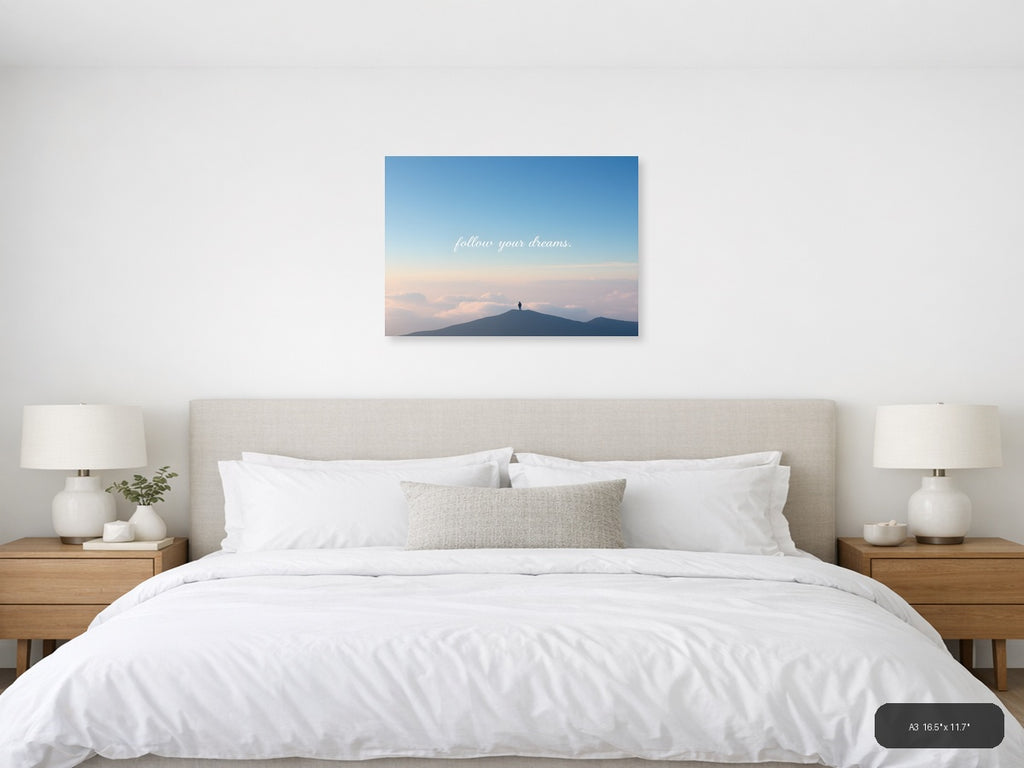 Minimalist Mountain Peak Motivational Wall Art — A3 / Bedroom