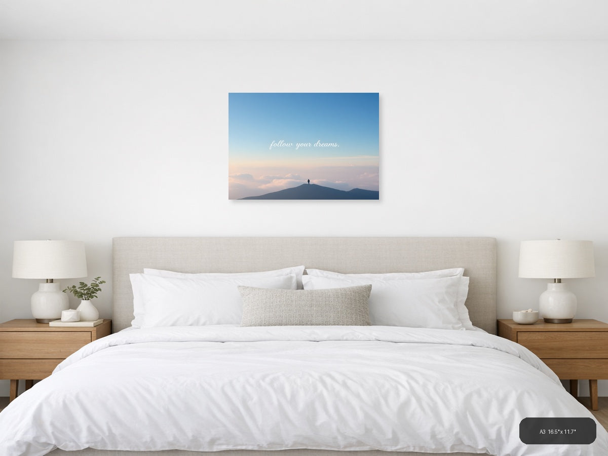 Minimalist Mountain Peak Motivational Wall Art — A3 / Bedroom