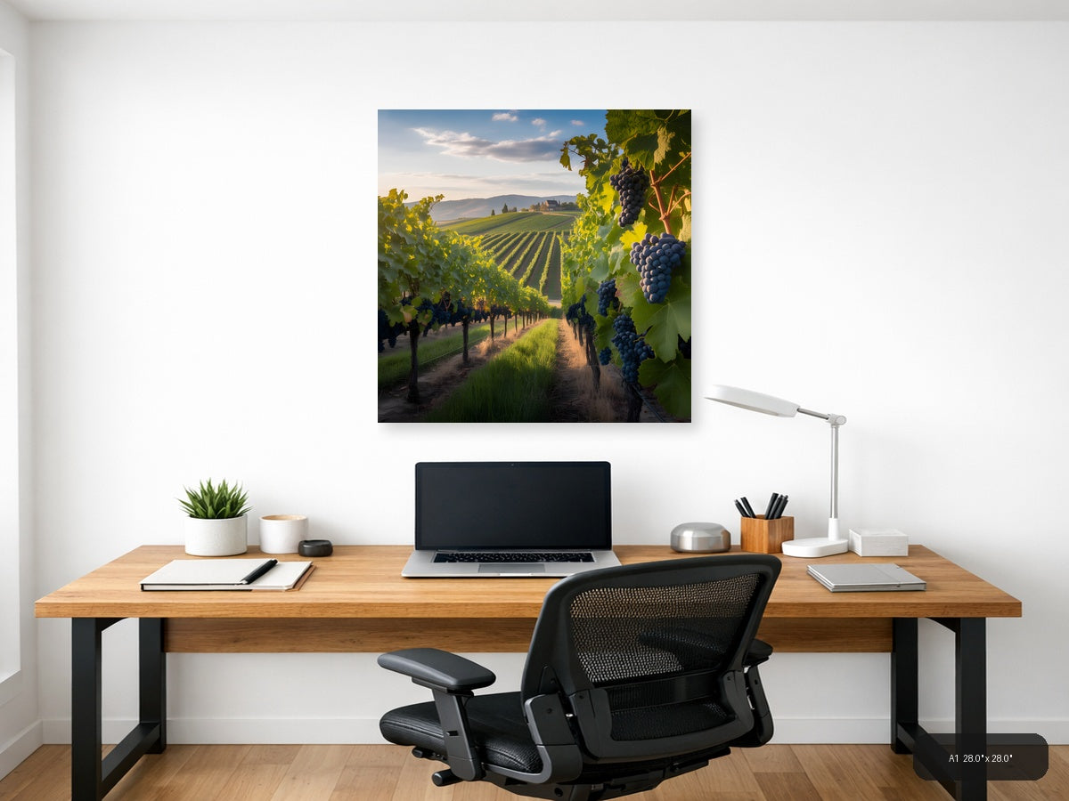 Tuscan Vineyard Sunset Photography Wall Art — A1 / Office