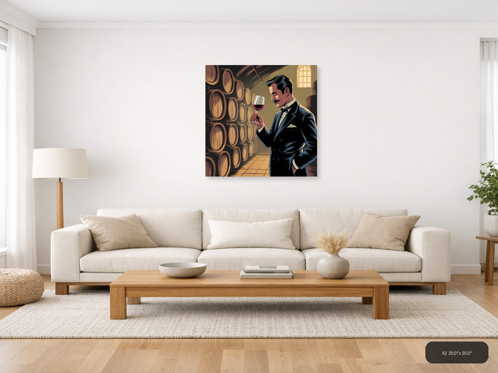 Vintage Wine Connoisseur in Cellar Wall Art — A2 / Living Room