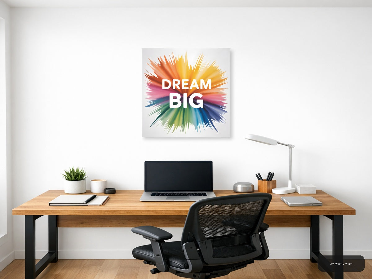 Dream Big Watercolor Burst Rainbow Wall Art — A2 / Office