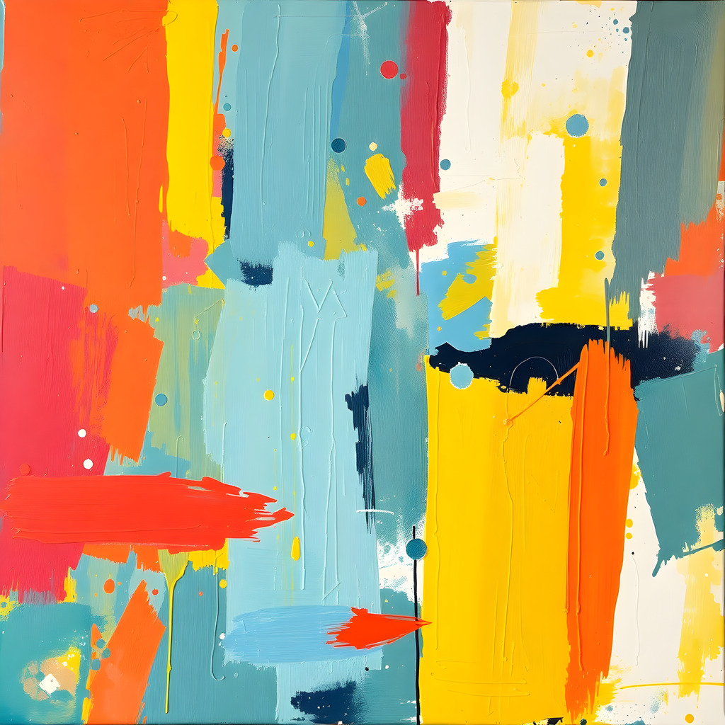 Vibrant Abstract Colour Block Square Wall Art