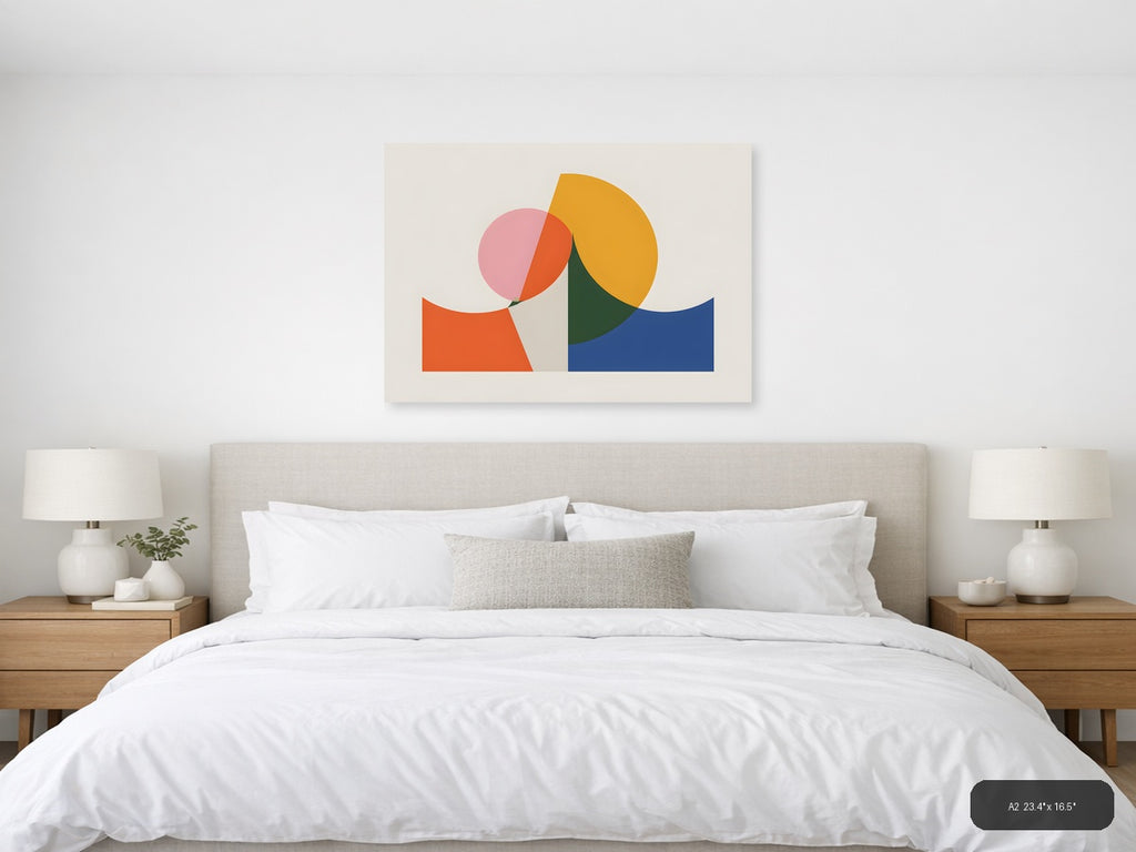 Minimalist Geometric Shapes Abstract Landscape Wall Art — A2 / Bedroom