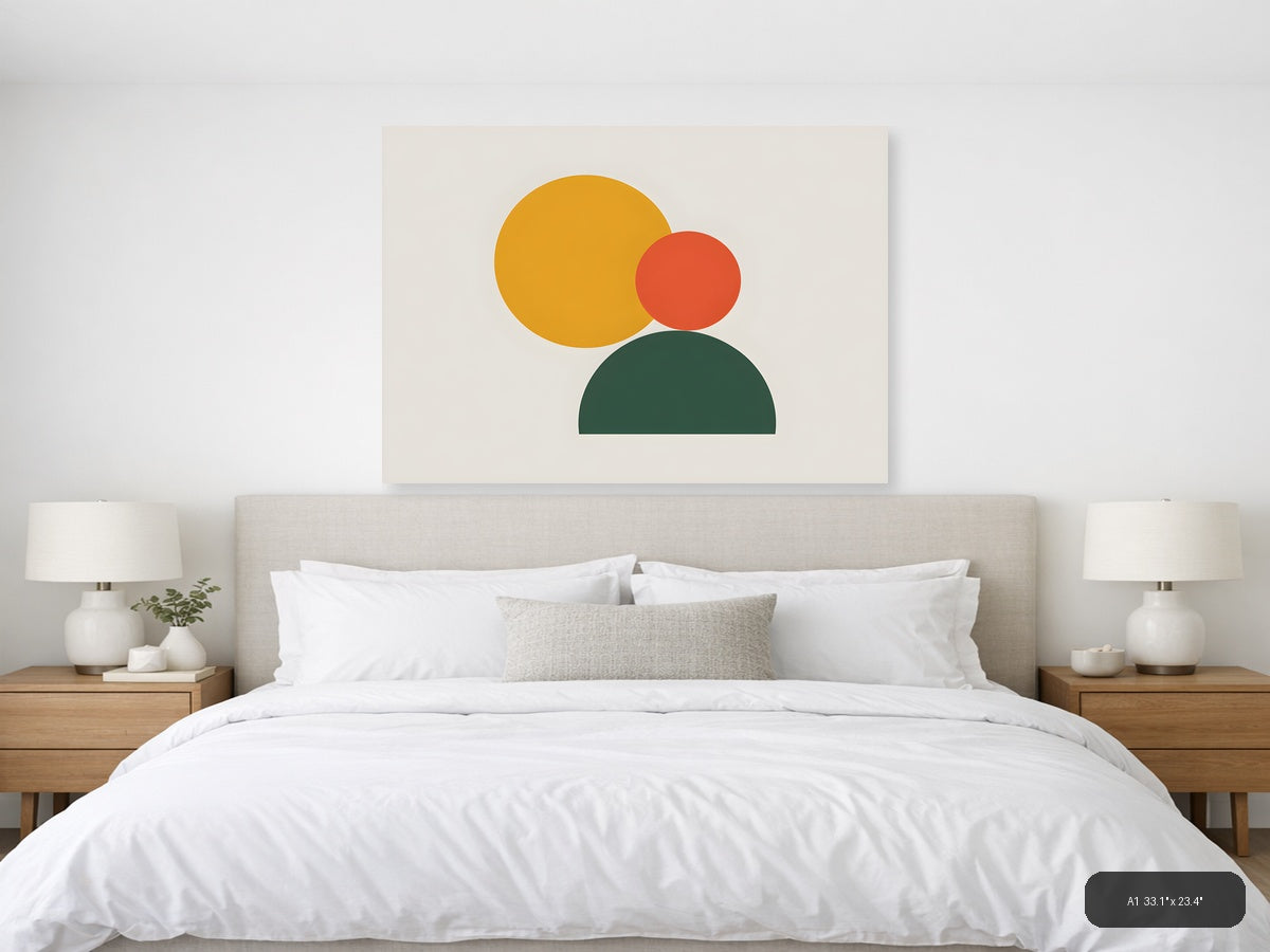 Minimalist Geometric Circles Abstract Wall Art — A1 / Bedroom