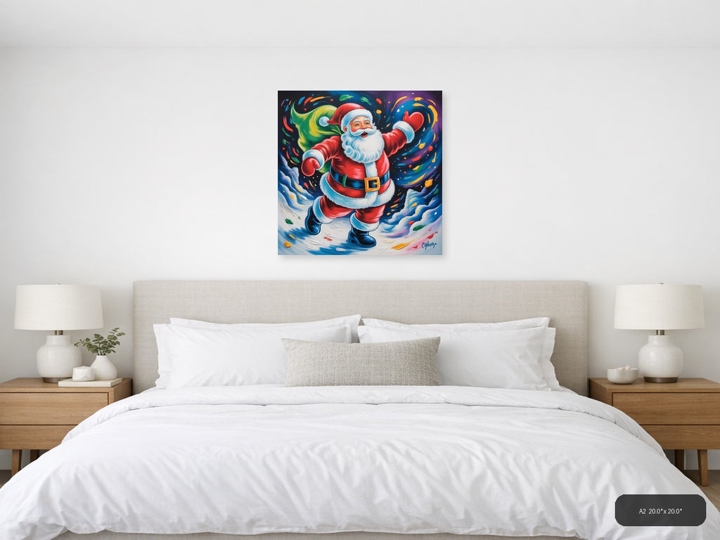 Joyful Santa Abstract Colorful Christmas Wall Art — A2 / Bedroom