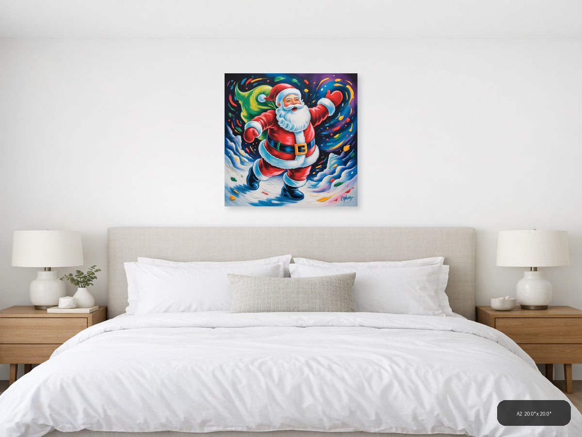 Joyful Santa Abstract Colorful Christmas Wall Art — A2 / Bedroom