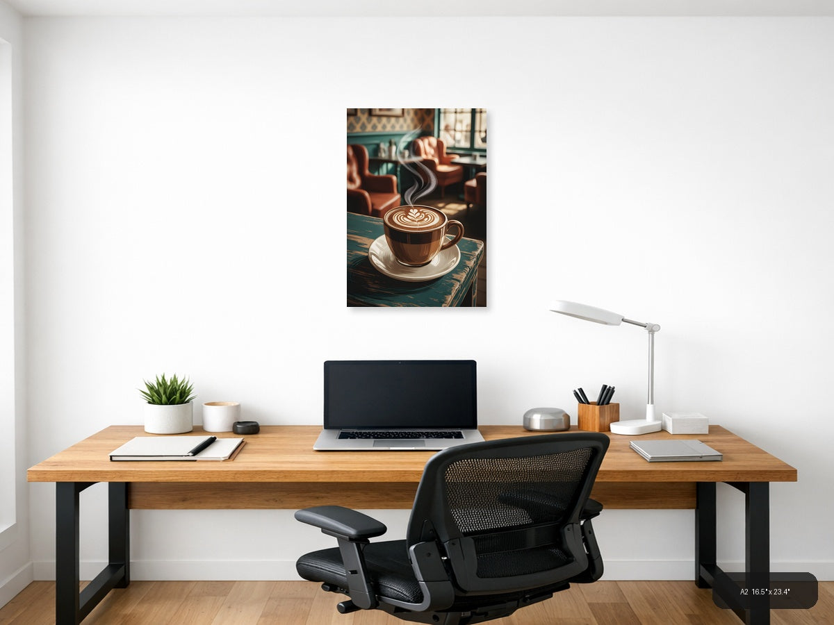 Vintage Coffee Shop Latte Art Wall Art — A2 / Office
