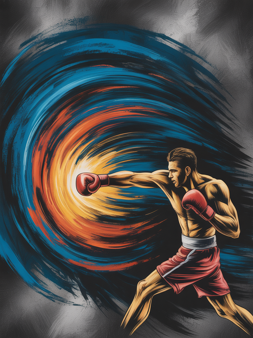 Abstract Boxer Dynamic Energy Swirl Portrait Wall Art