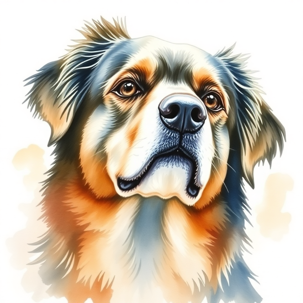 Bernese Mountain Dog Portrait Watercolor Wall Art