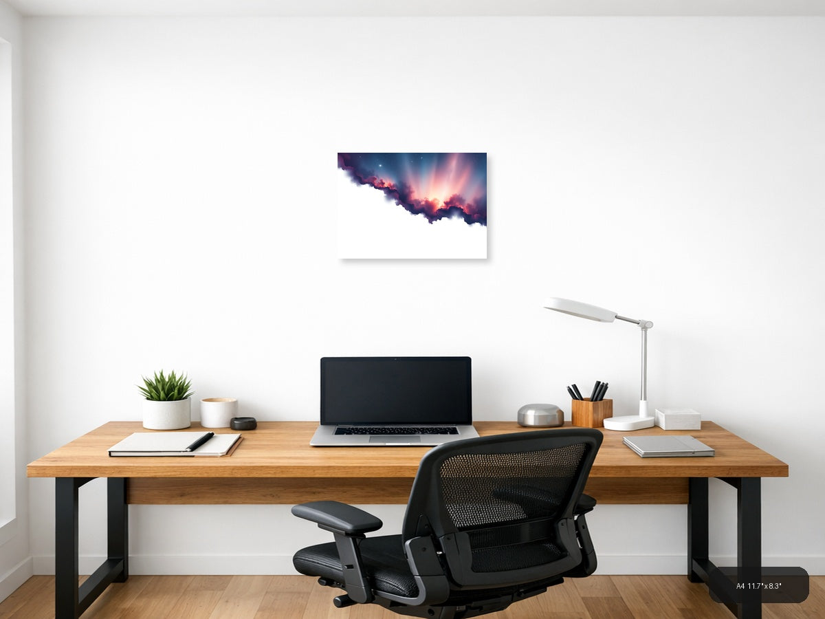 Cosmic Nebula Cloud Minimalist Landscape Wall Art — A4 / Office