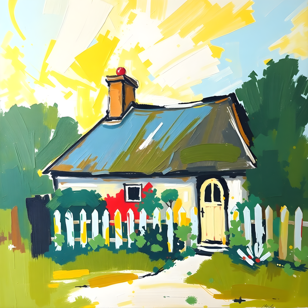 Sunny Cottage Garden Abstract Wall Art