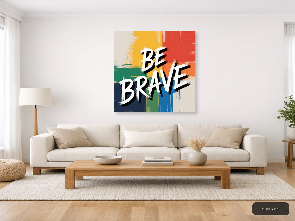 Be Brave Abstract Colorblock Canvas Wall Art — A1 / Living Room