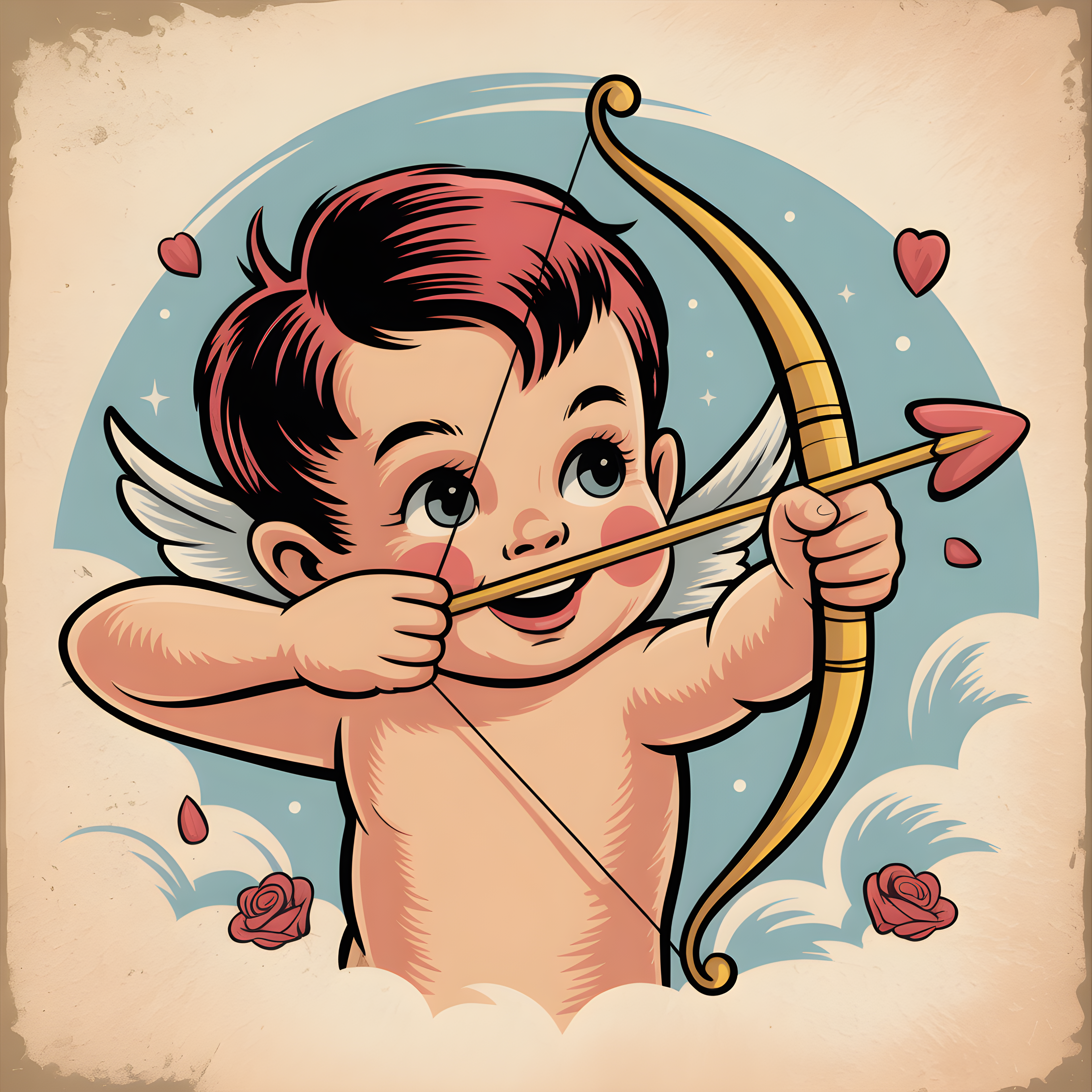 Vintage Cupid Cherub Bow Arrow Love Wall Art