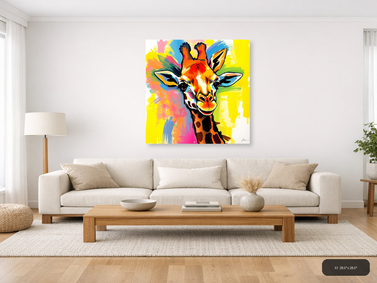 Colorful Abstract Giraffe Pop Art Wall Art — A1 / Living Room