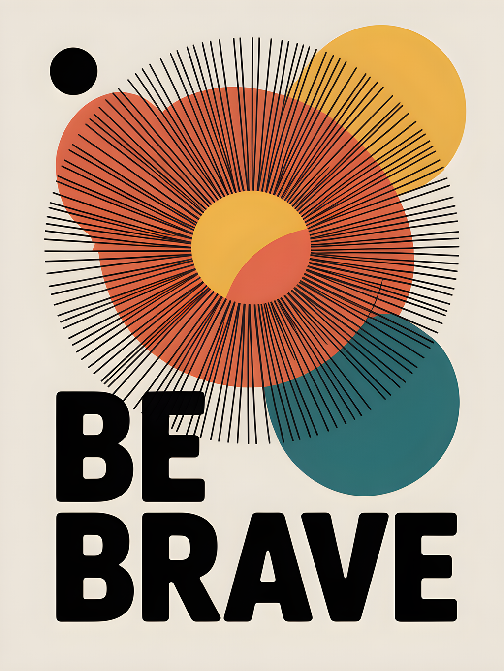 Be Brave Sun Line Art Motivational Wall Art