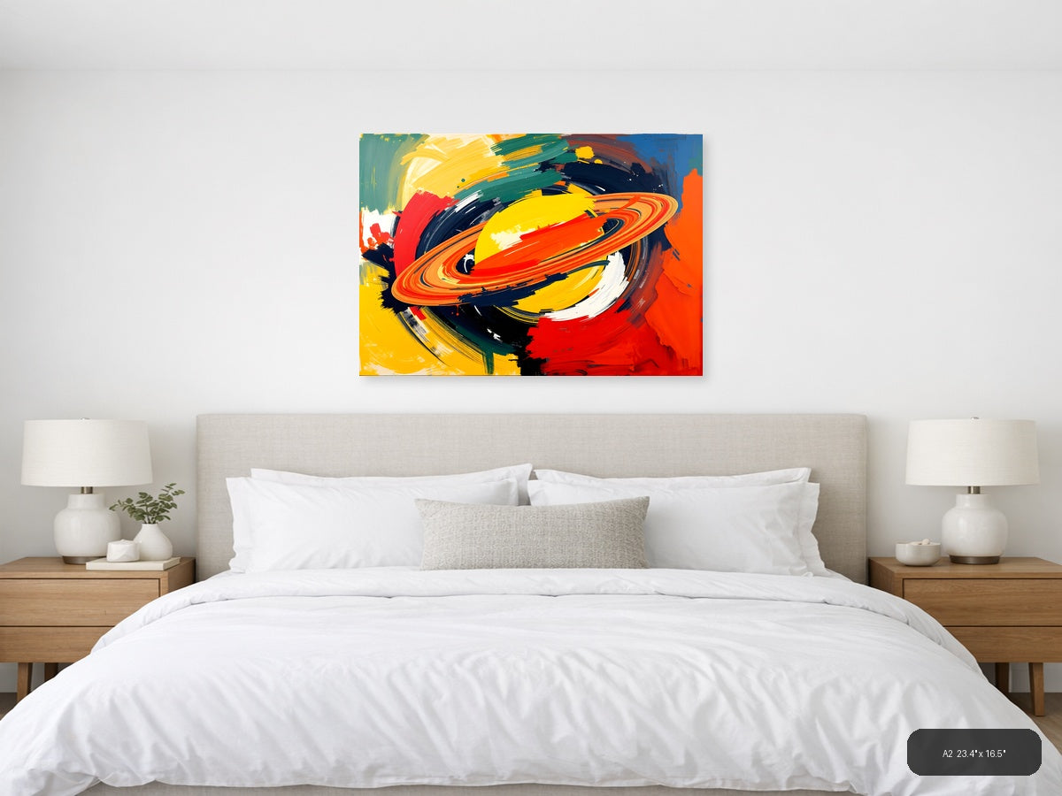 Vibrant Abstract Planet Ring Modern Colorful Wall Art — A2 / Bedroom