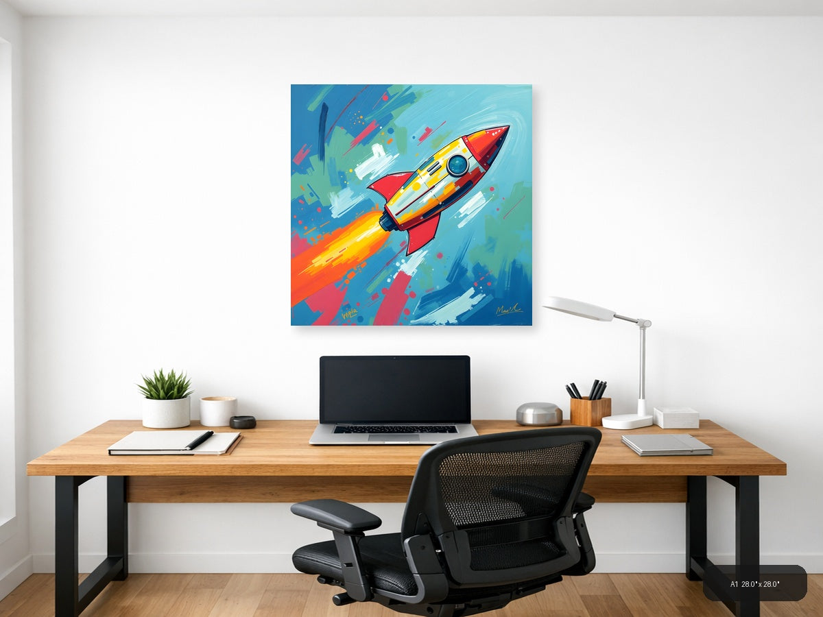 Colorful Rocket Launch Abstract Modern Wall Art — A1 / Office