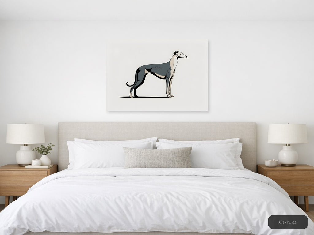 Minimalist Greyhound Dog Silhouette Landscape Wall Art — A2 / Bedroom