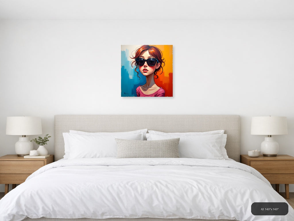 Modern Pop Art Woman with Sunglasses Urban Wall Art — A3 / Bedroom
