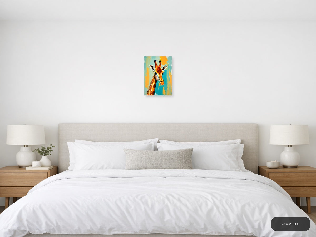 Colorful Abstract Giraffe Portrait Wall Art — A4 / Bedroom