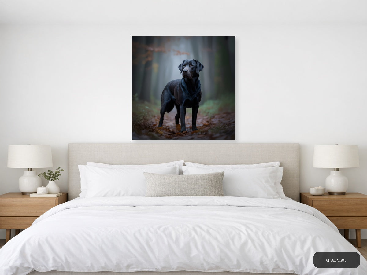 Black Labrador in Forest - Dog Photography Wall Art — A1 / Bedroom