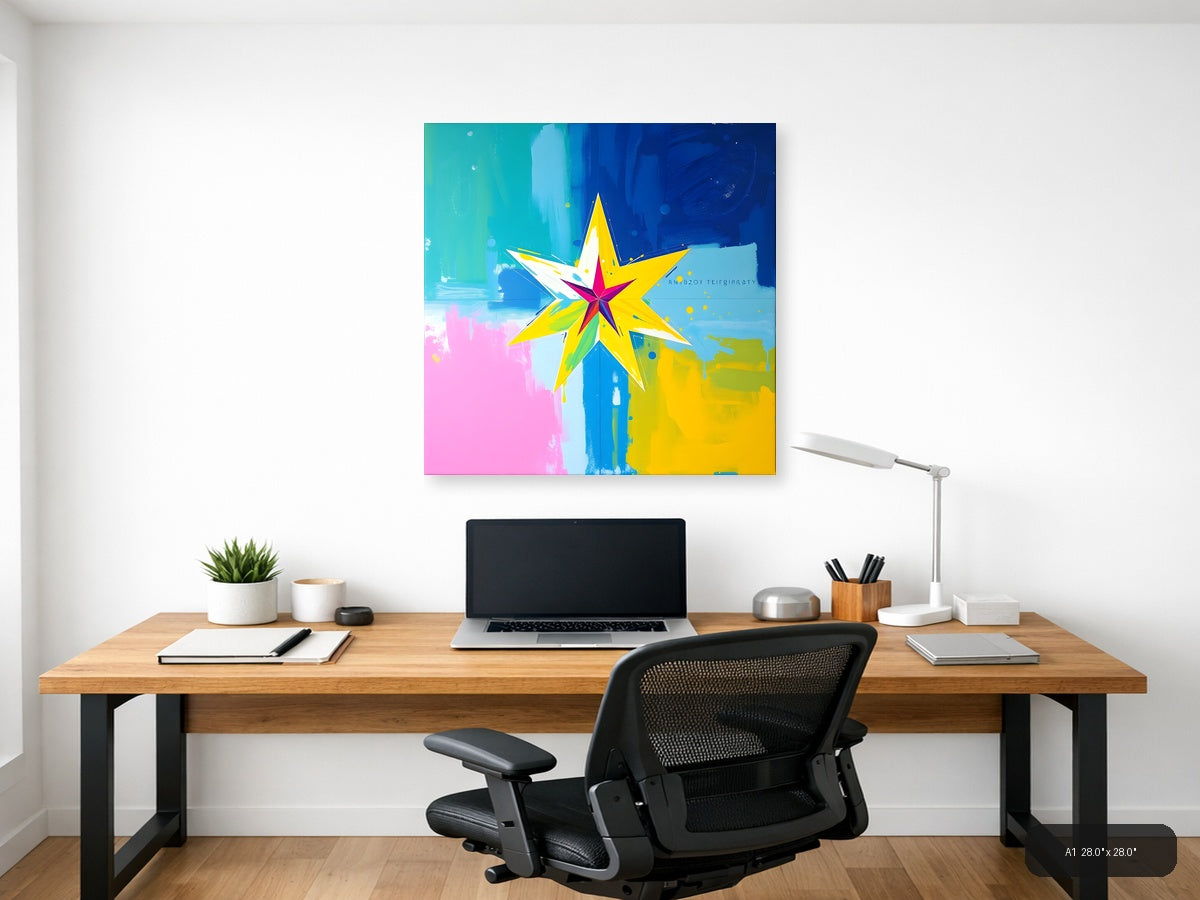 Vibrant Abstract Star Burst Colorful Wall Art — A1 / Office