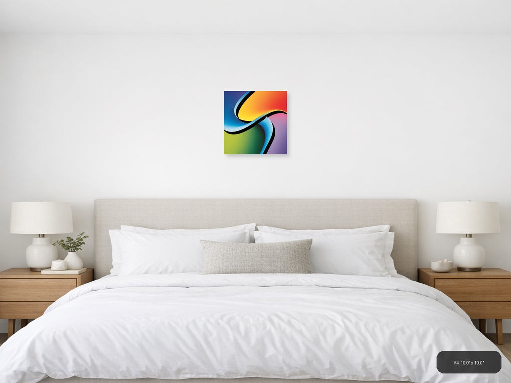 Colorful Abstract Wave Photography Wall Art — A4 / Bedroom