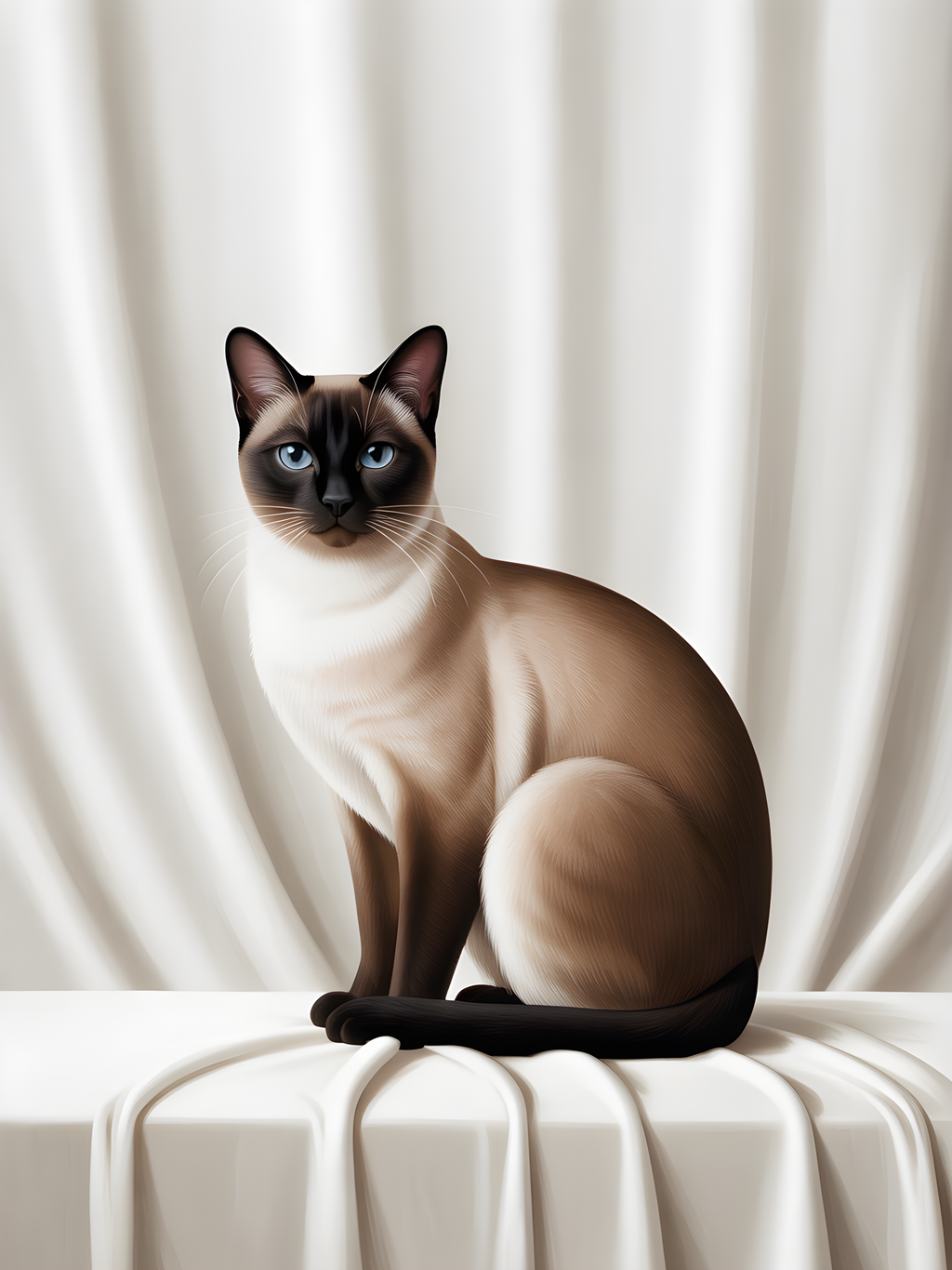 Siamese Cat with Blue Eyes Minimalist Portrait Wall Art