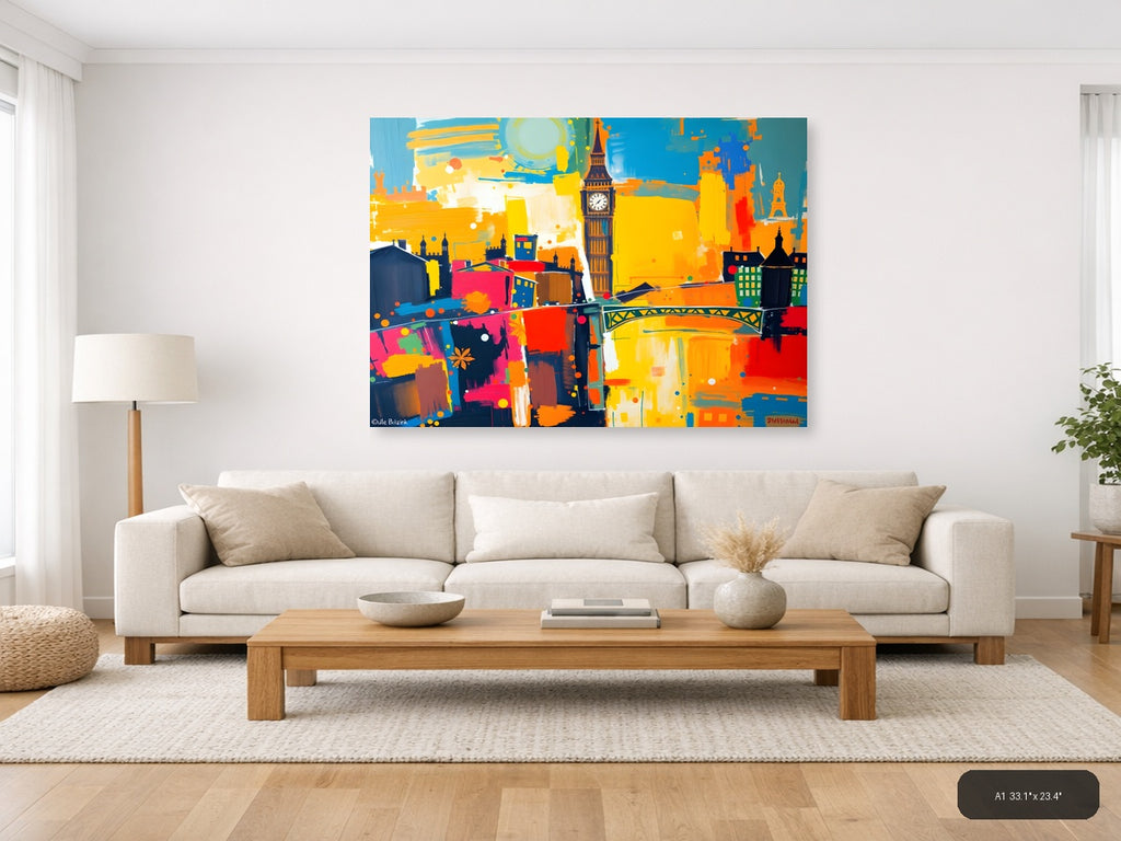 Abstract London Skyline Big Ben Colorful Modern Wall Art — A1 / Living Room