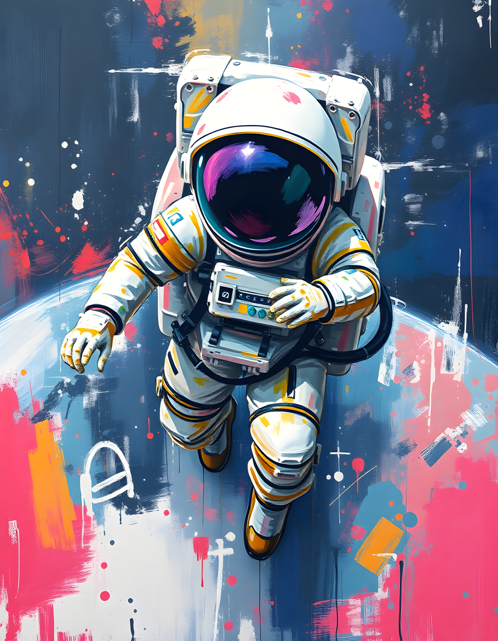 Colorful Astronaut Abstract Portrait Wall Art