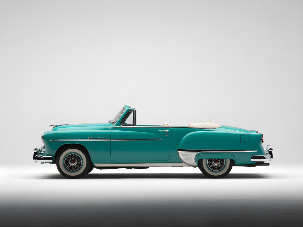 Turquoise Classic Convertible Car Minimalist Wall Art