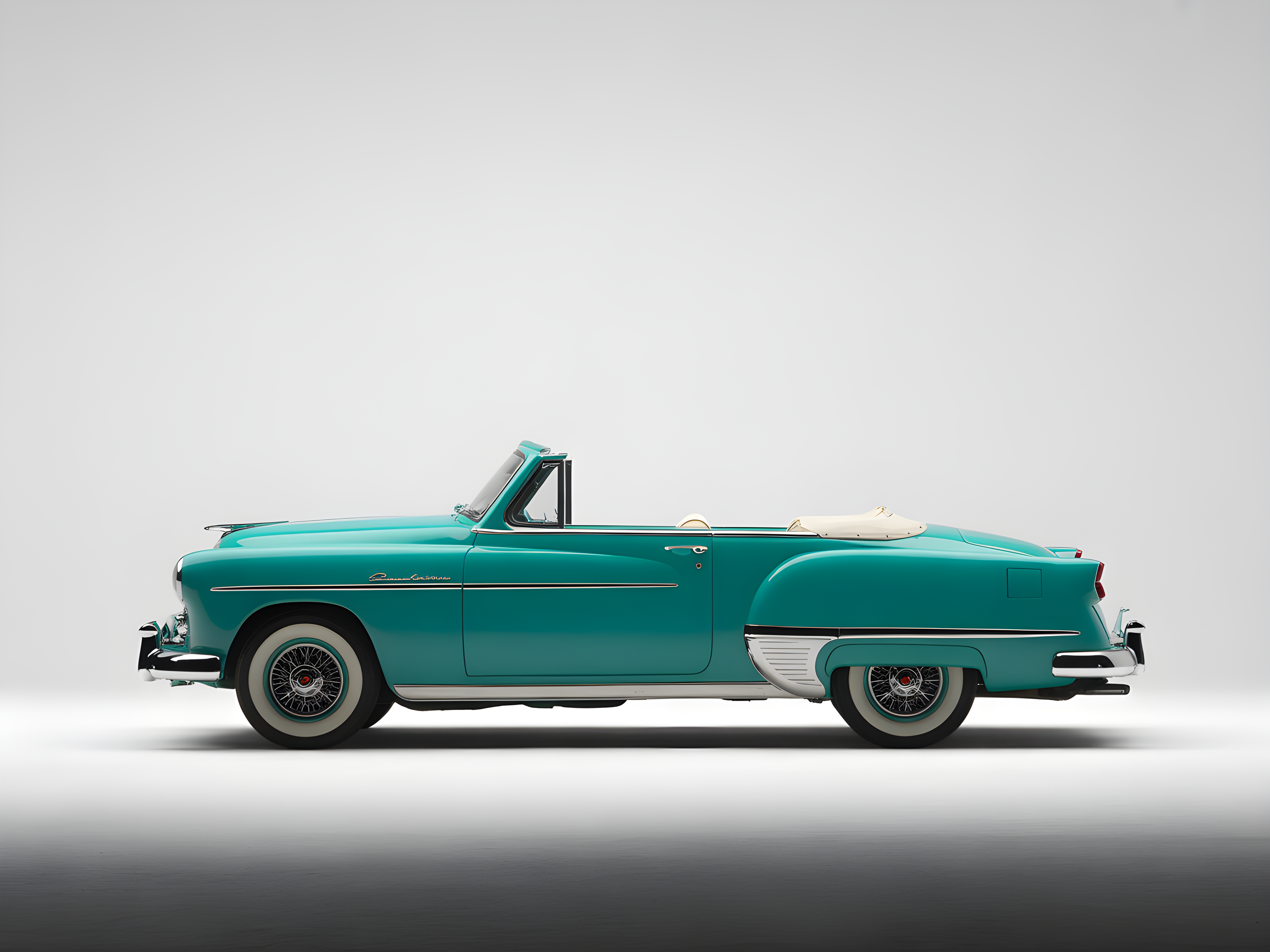 Turquoise Classic Convertible Car Minimalist Wall Art