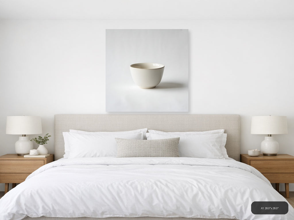Minimalist Cream Ceramic Bowl Square Wall Art — A1 / Bedroom