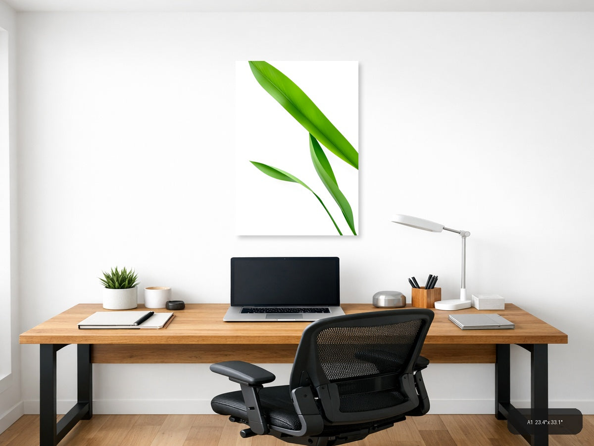 Minimalist Green Leaves Portrait Wall Art — A1 / Office