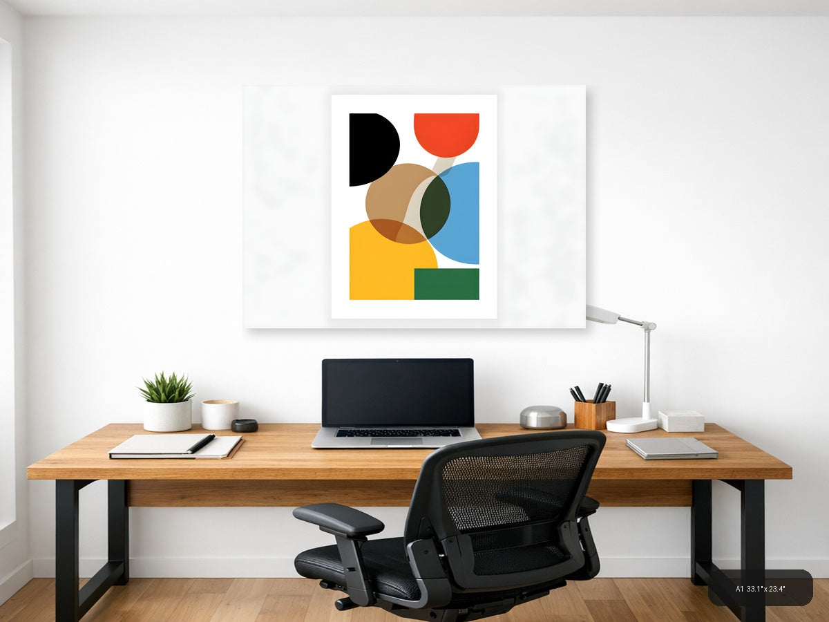 Minimalist Geometric Shapes Colourful Abstract Wall Art — A1 / Office